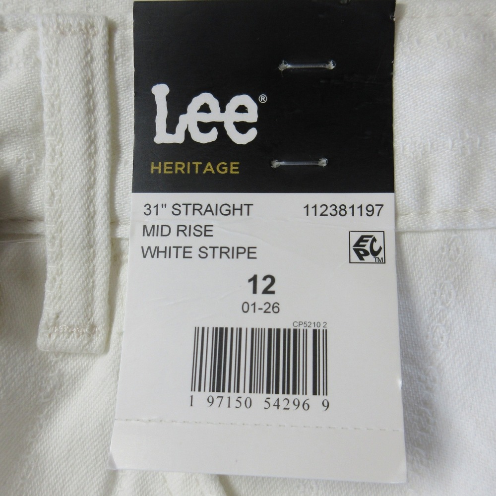 LEE HERITAGE Loose Fit Straight Leg Jeans Sz 12 White Stripe Denim Mid Rise NWT - Picture 7 of 15